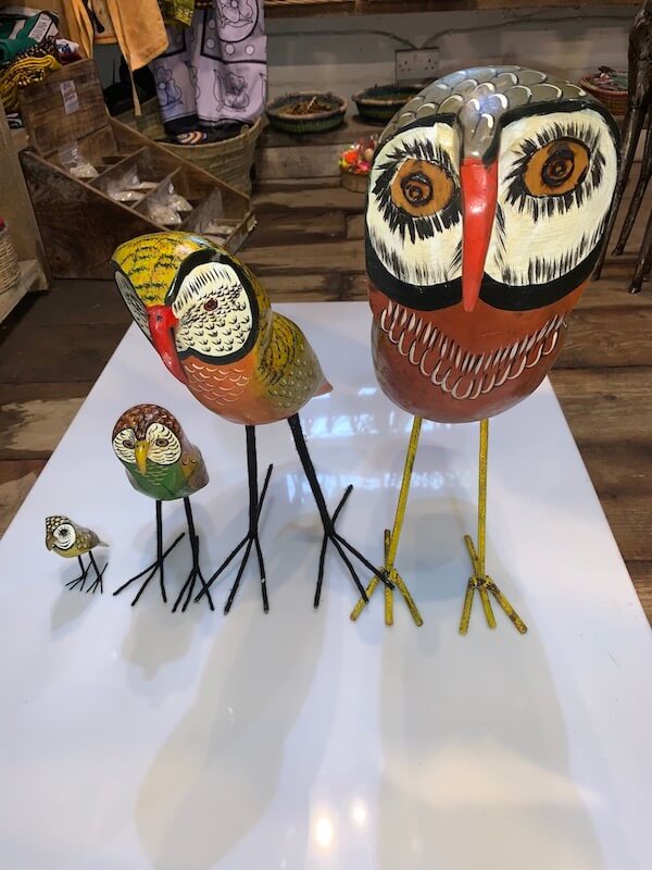 Hand Painted Wooden Owl Sculptures