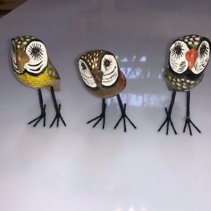 Hand Painted Wooden owl x 3